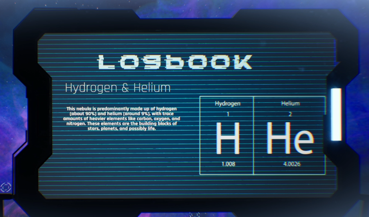 Pressing Tab opens the logbook, providing deeper information along with an image related to the same parameters.